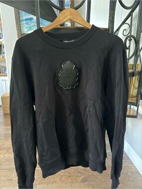 Dolce & Gabbana Black Crewneck Sweater with Center Emblem